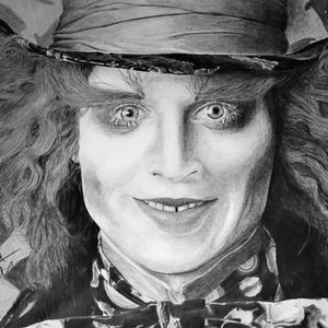 Graphite drawing of Johnny Depp as the Mad Hatter