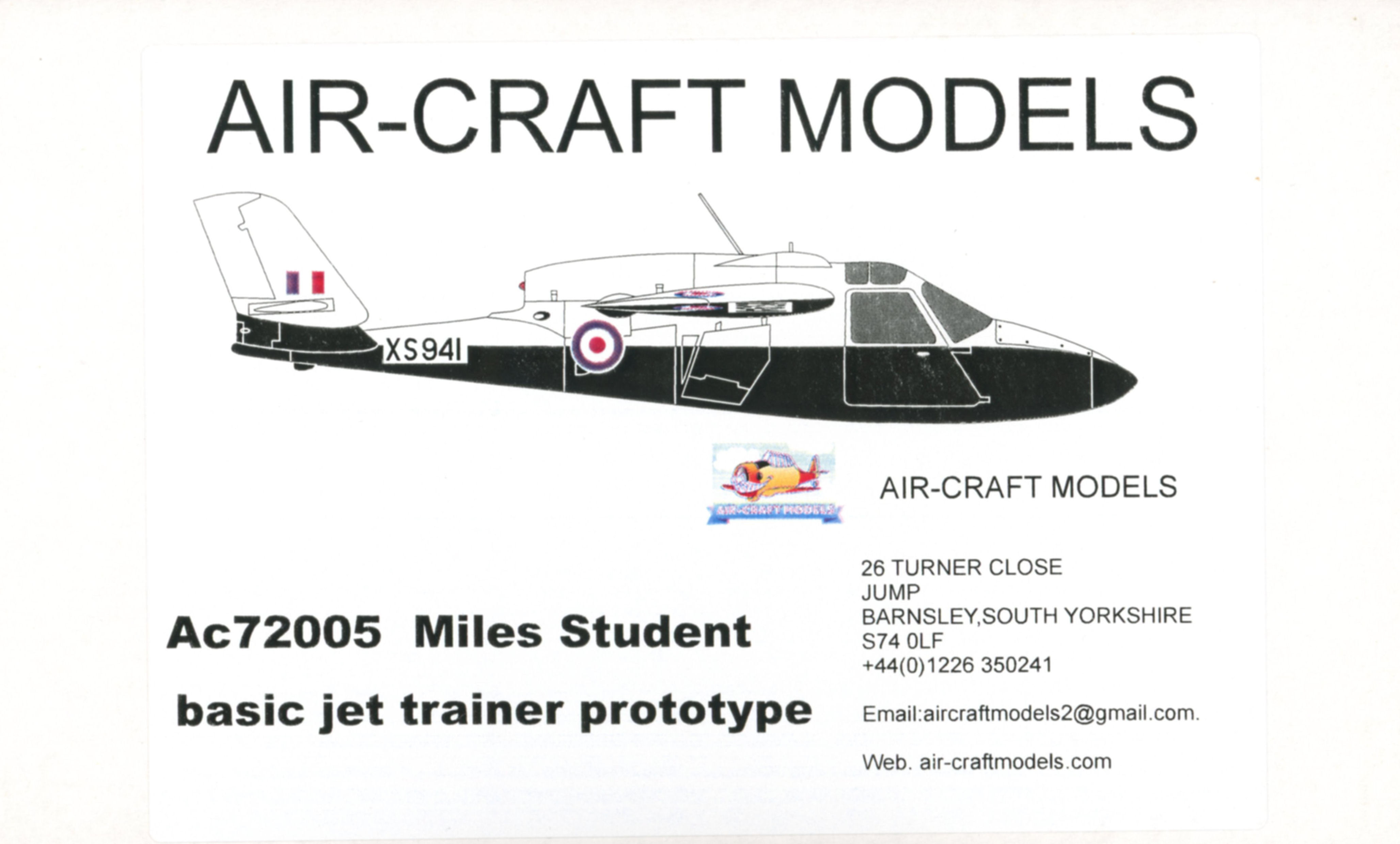 Air-Craft Models AC72005, Miles M.100 Student, a resin kit in 1/72nd scale of this British prototype jet trainer.