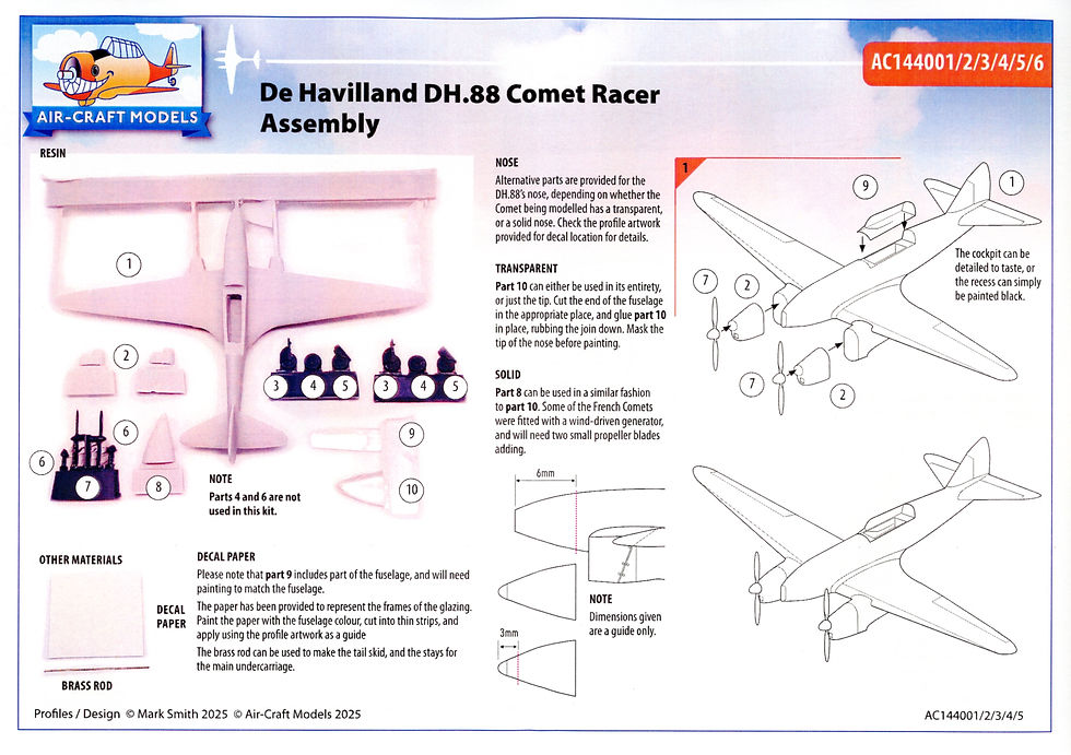 Thumbnail: Air-Craft Models AC144001, De Havilland DH.88 Comet, this resin kit in 1/144th scale features 3 aircraft in the 1934 air race