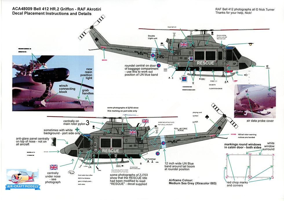 Thumbnail: Air-Craft Models ACA48009, Bell 412 HR.2 Griffin, 84 Sqn, RAF Akrotiri, resin conversion & update set in 1/48th scale.