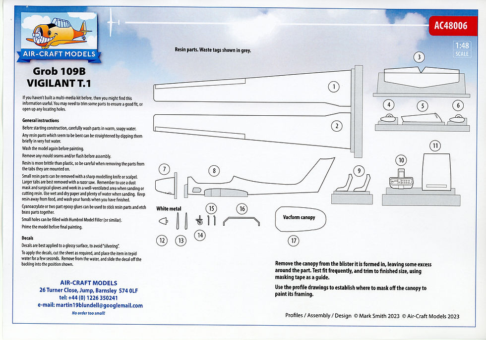 Thumbnail: Air-Craft Models AC48006, Grob 109B Vigilant T.1, RAF motor-glider, a resin kit in 1/48th scale.