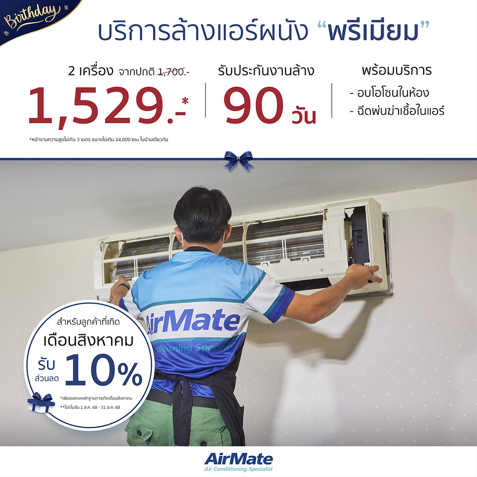 บริการล้างแอร์ผนังพรีเมียม 2 เครื่อง