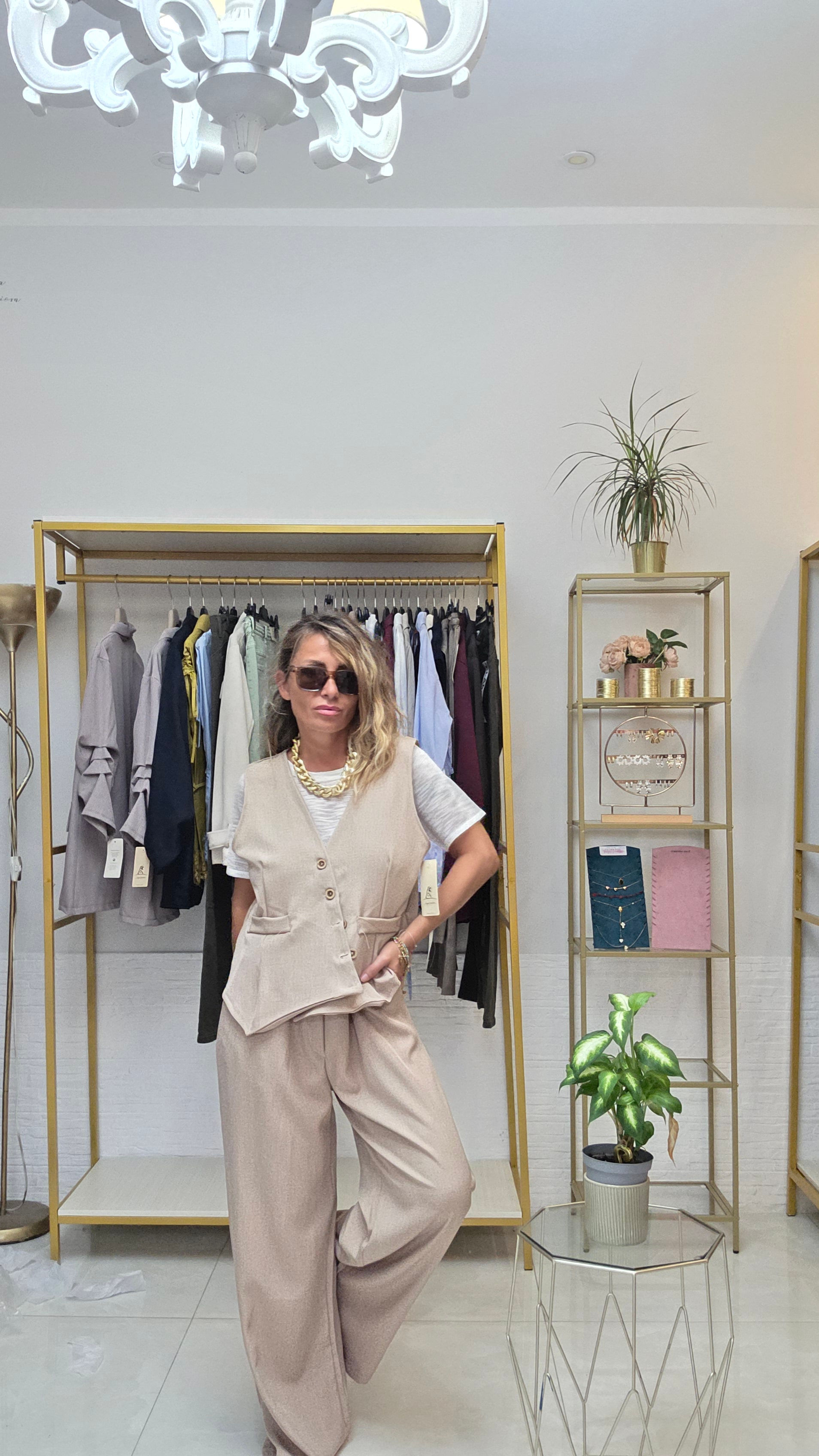Coordinato gilet abbottonatura trasversale