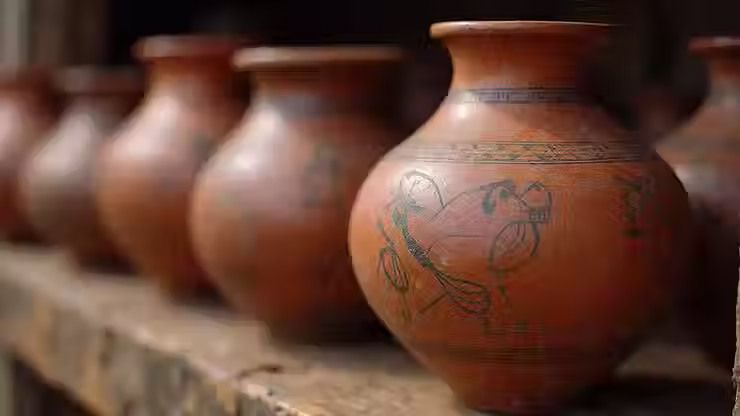 Cherokee pottery with symbolic designs