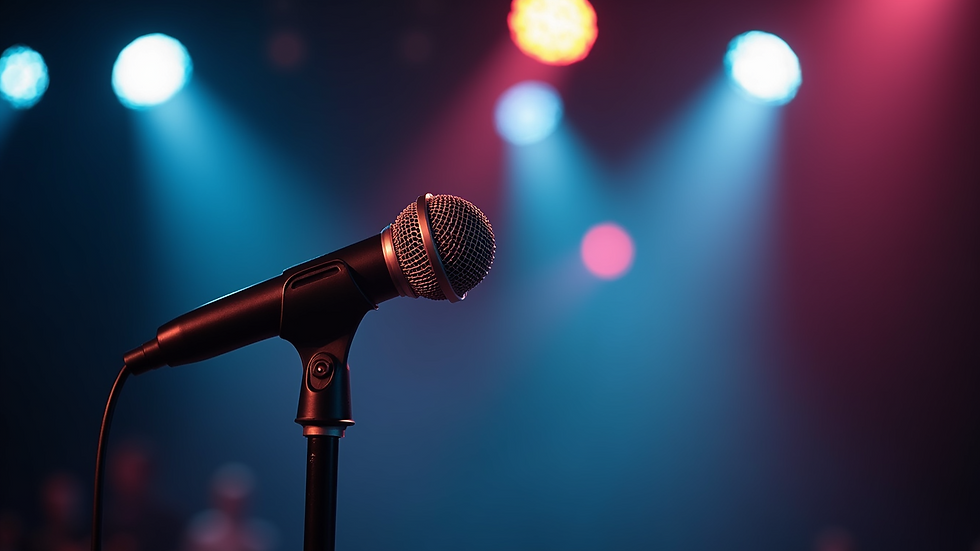 Close-up view of a microphone on a stage ready for a corporate speaker