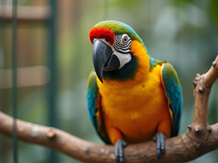 a colorful parrot enjoying a natural perch