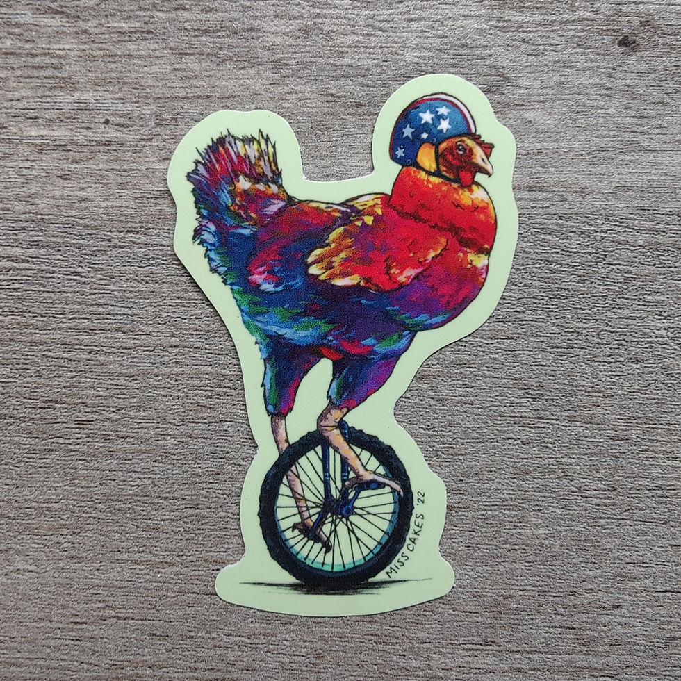Chicken Sticker - Evil Knievel Unicycle