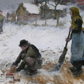 Evariste Carpentier, Un Hiver rigoureux, d'après Freddy Louviaux dans le Groupe FB des Peintres Liégeois