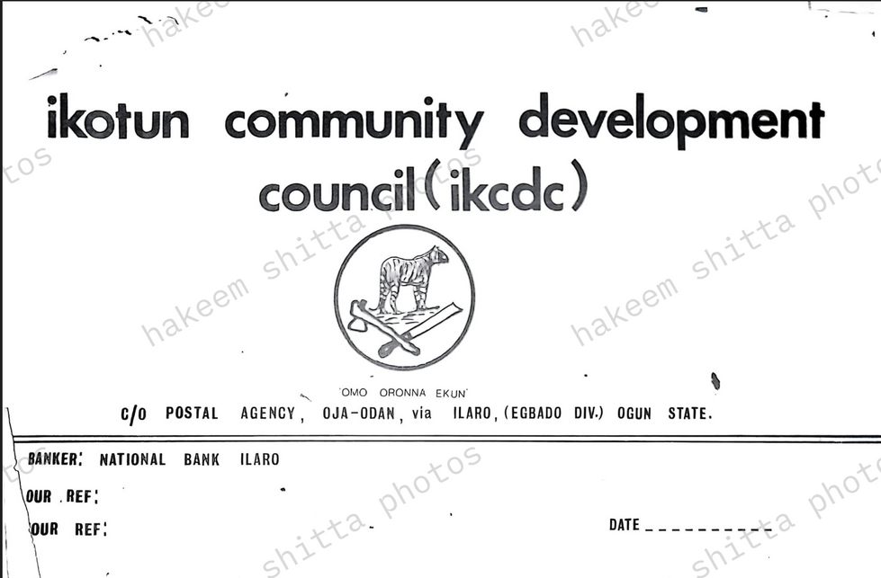 A Graphics image  designed for the Ikotun Community Develoment Council 