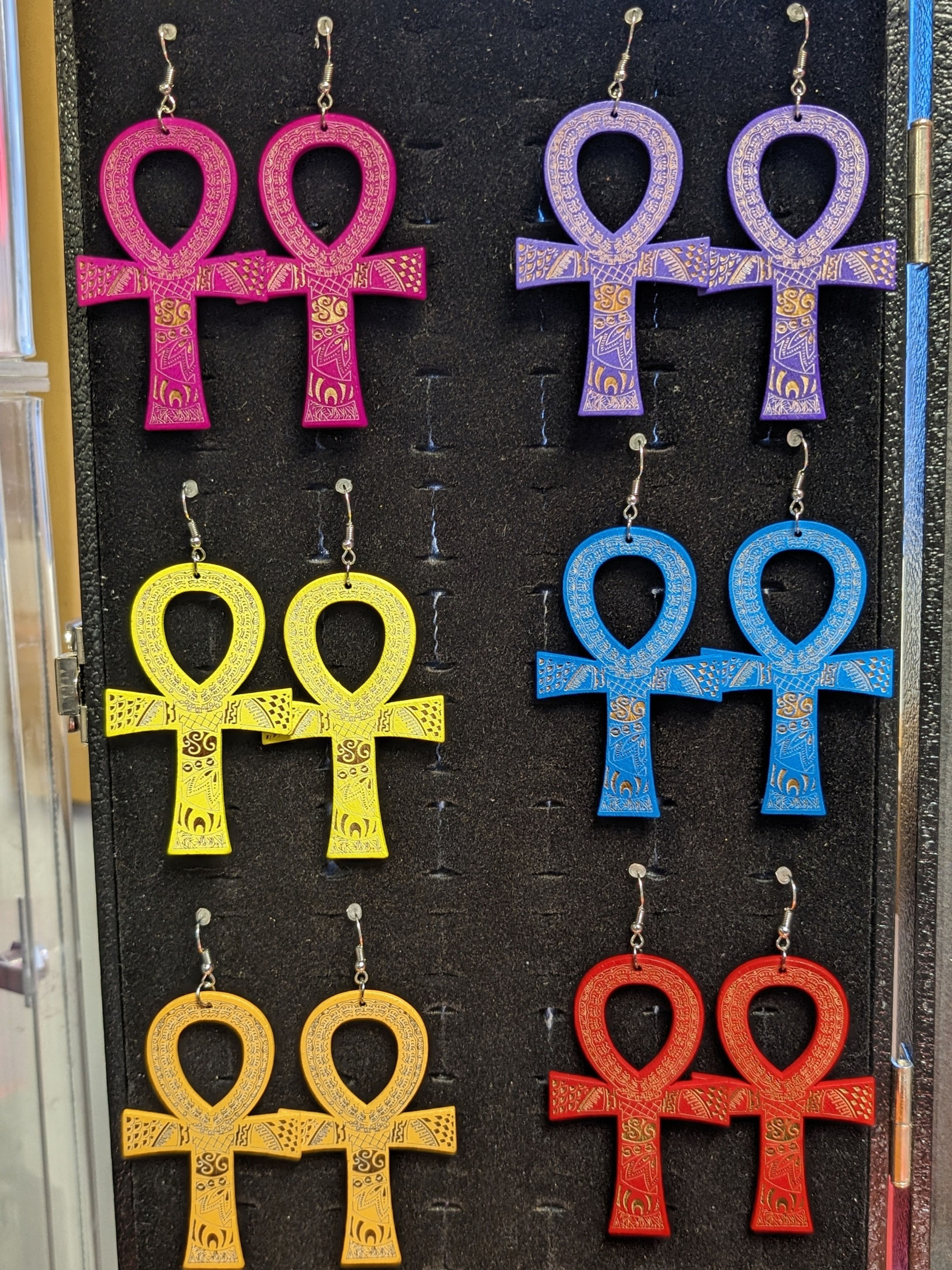 Wooden Ankh Earrings