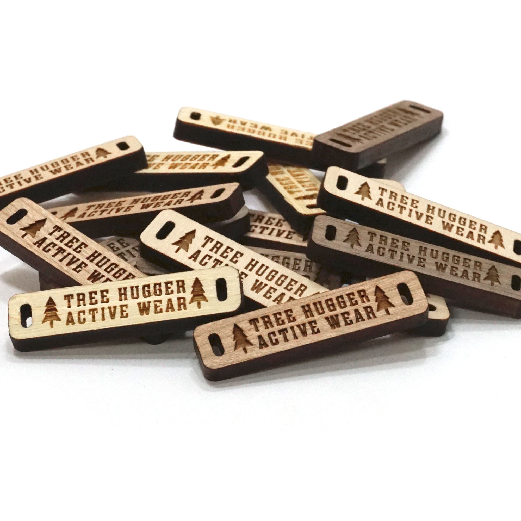 Rectangle Wood Tags rounded corners and side slit holes 1.67 inch x 0.4 inch