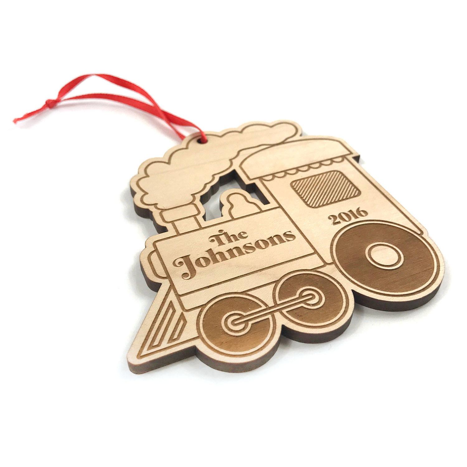 Xmas Train Engine Ornament Wooden 40029