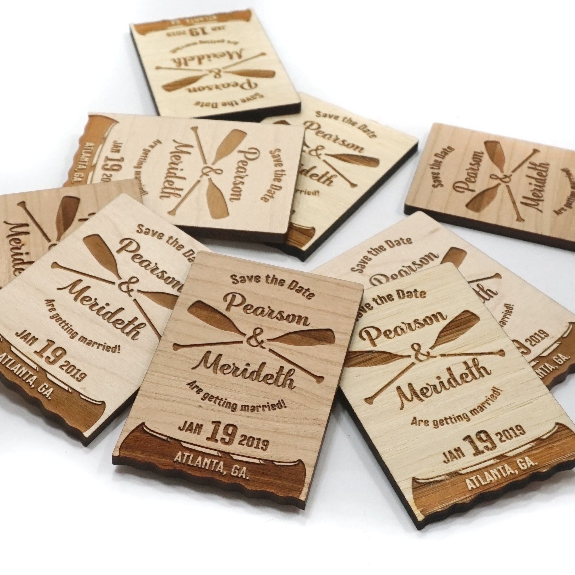 Canoe and Paddle Out Door adventure Save The Date Wood Fridge Magnets