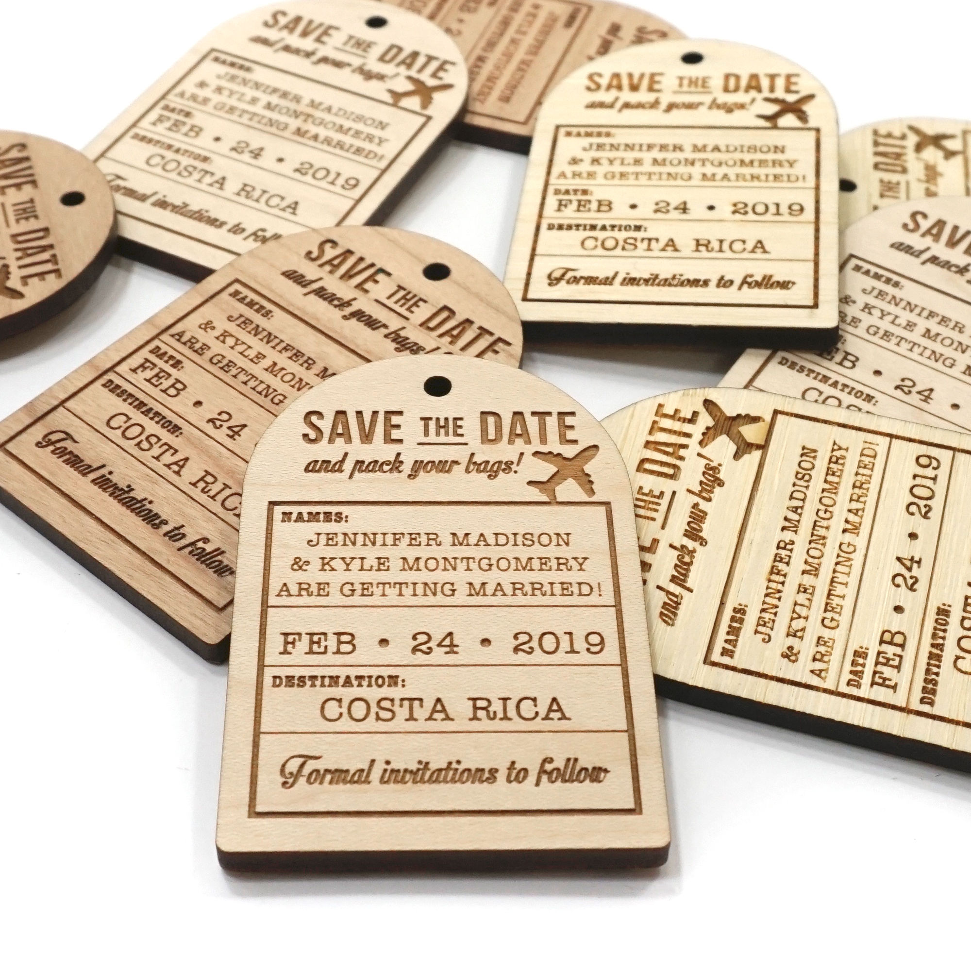 Luggage Tag Destination theme Save the Date Fridge Magnets