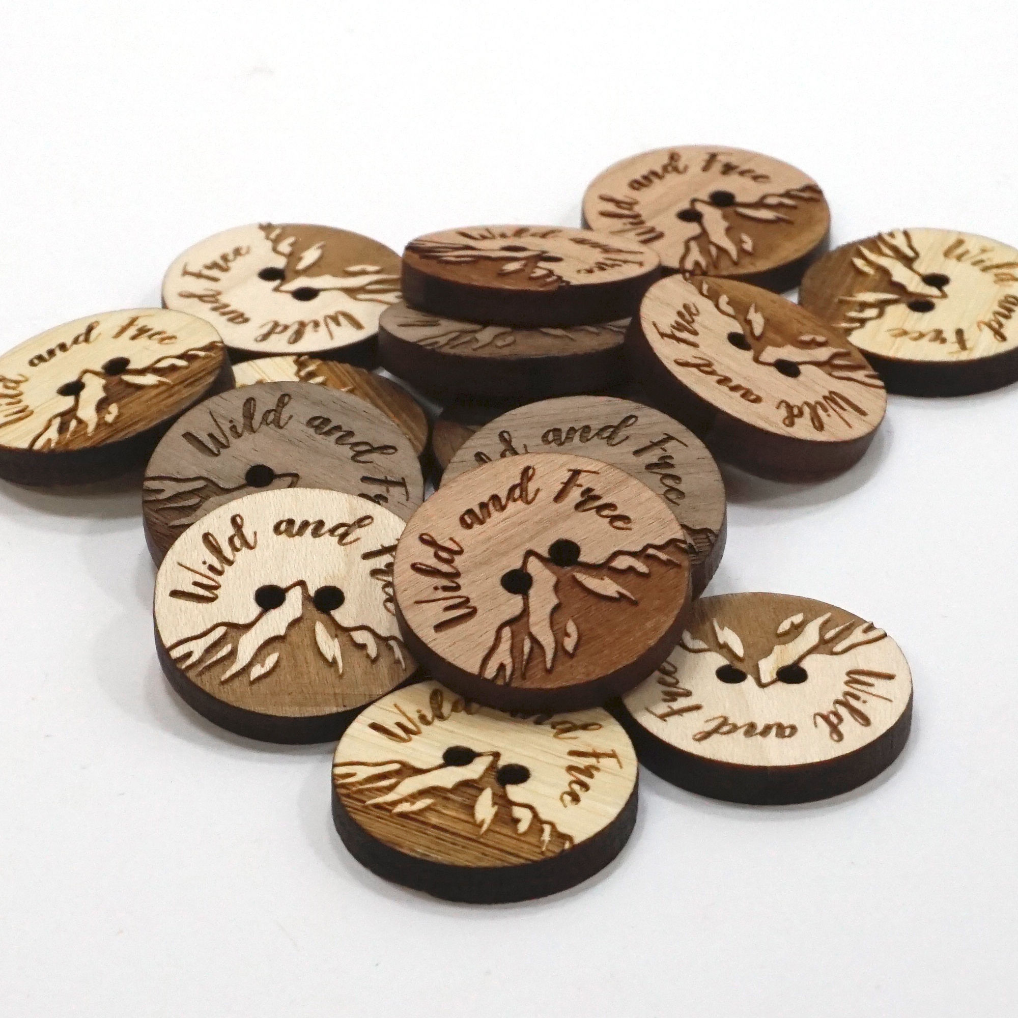 Circle Wood Button tags with two holes 1 inch x 1 inch