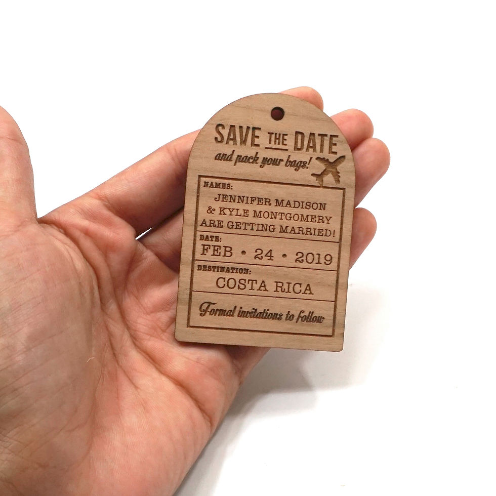 Thumbnail: Luggage Tag Destination theme Save the Date Fridge Magnets
