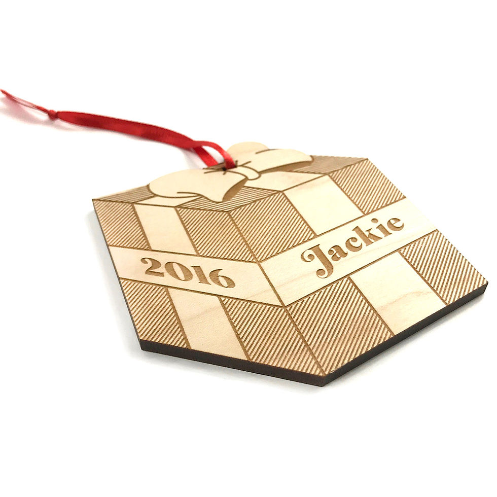 Christmas Present Ornament Wooden 40009