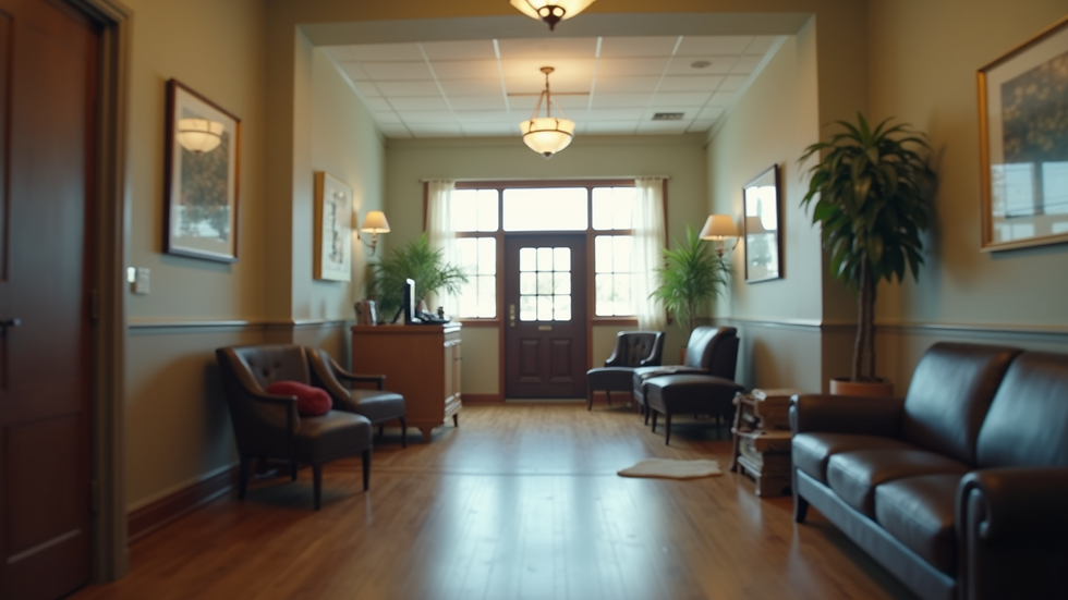 Eye-level view of a bail bonds office interior with a welcoming atmosphere