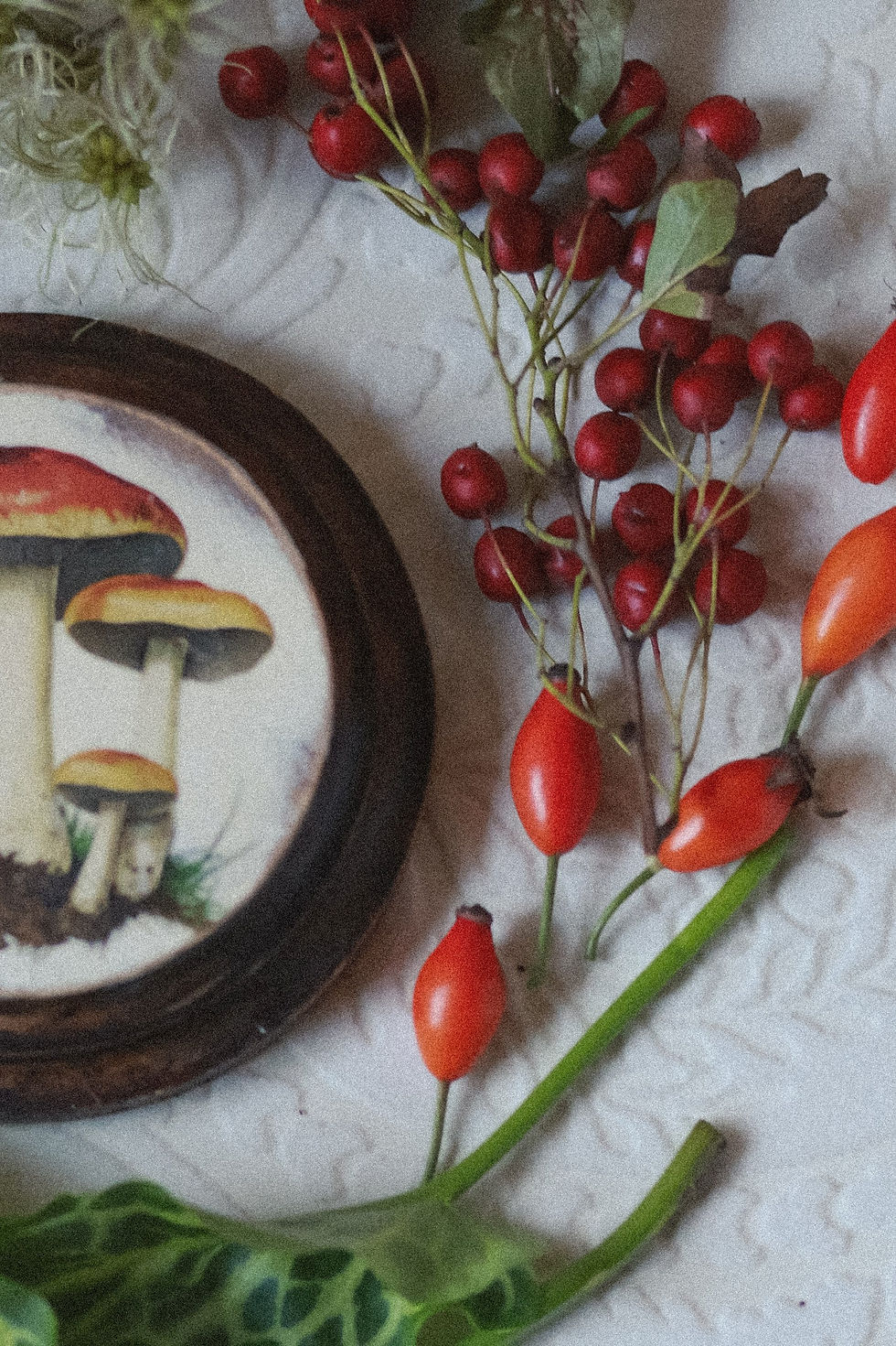 Thumbnail: Wall Medallion Red Mushrooms, Small Ornamental Wall Piece