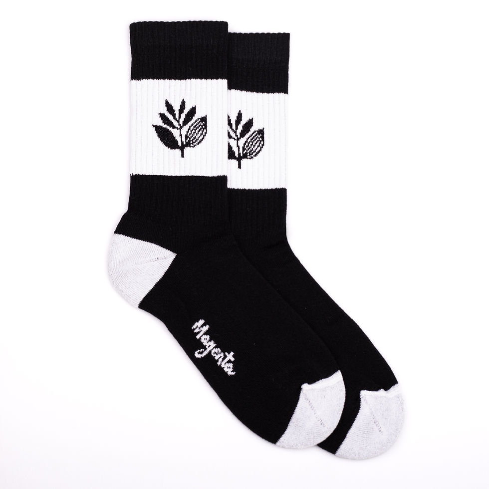 Thumbnail: Magenta Stripe Socks Black White