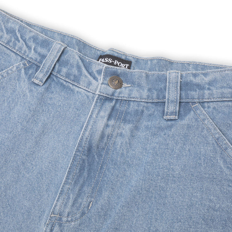 Thumbnail: Passport Workers Club Denim Short Washed Light Indigo
