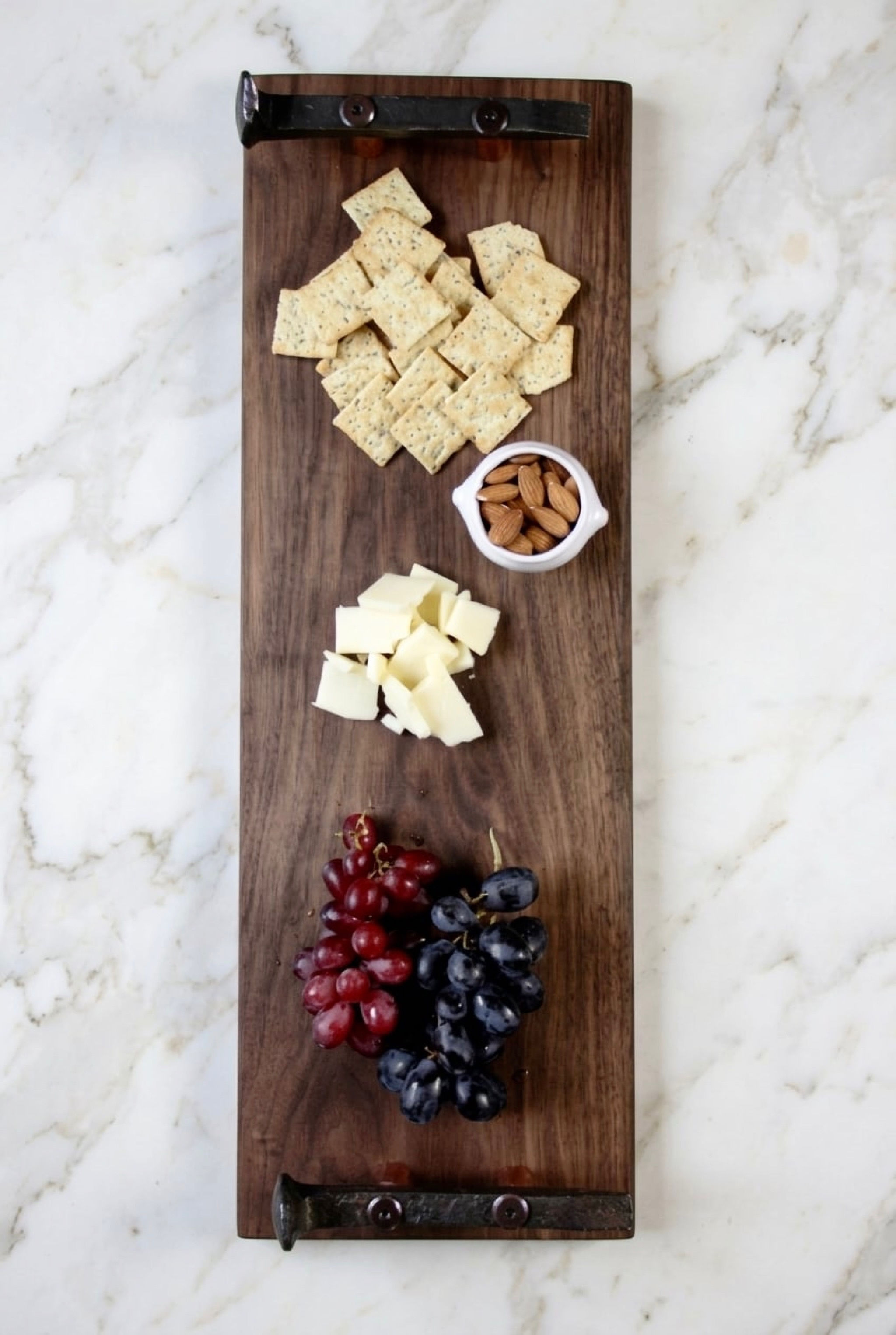 SERVING TRAY WITH RECLAIMED RAILROAD SPIKE HANDLES
