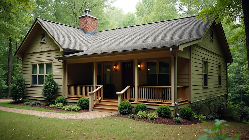 Eye-level view of a charming North Georgia mountain home with a welcoming porch