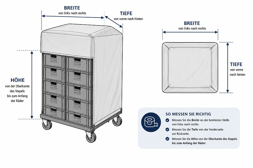 PROTECTIVE COVERS FOR STACKED CRATES, TRANSPORT TROLLEYS & STORED GOODS