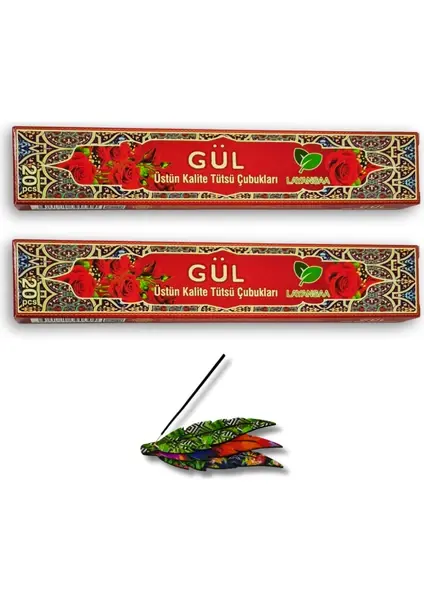 Layansaa Çubuk Tütsü Gül 40 Adet 2 Paket + Tütsülük 1 Adet