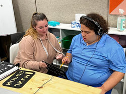 Empty School Desks And Chairs