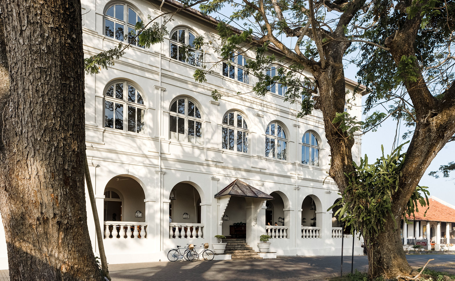 Amangalla luxury heritage hotel in Galle Fort, Sri Lanka, featuring elegant colonial architecture and historic interiors.