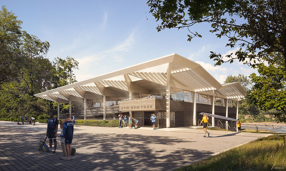 Photo of Row New York boathouse courtesy of Foster + Partners