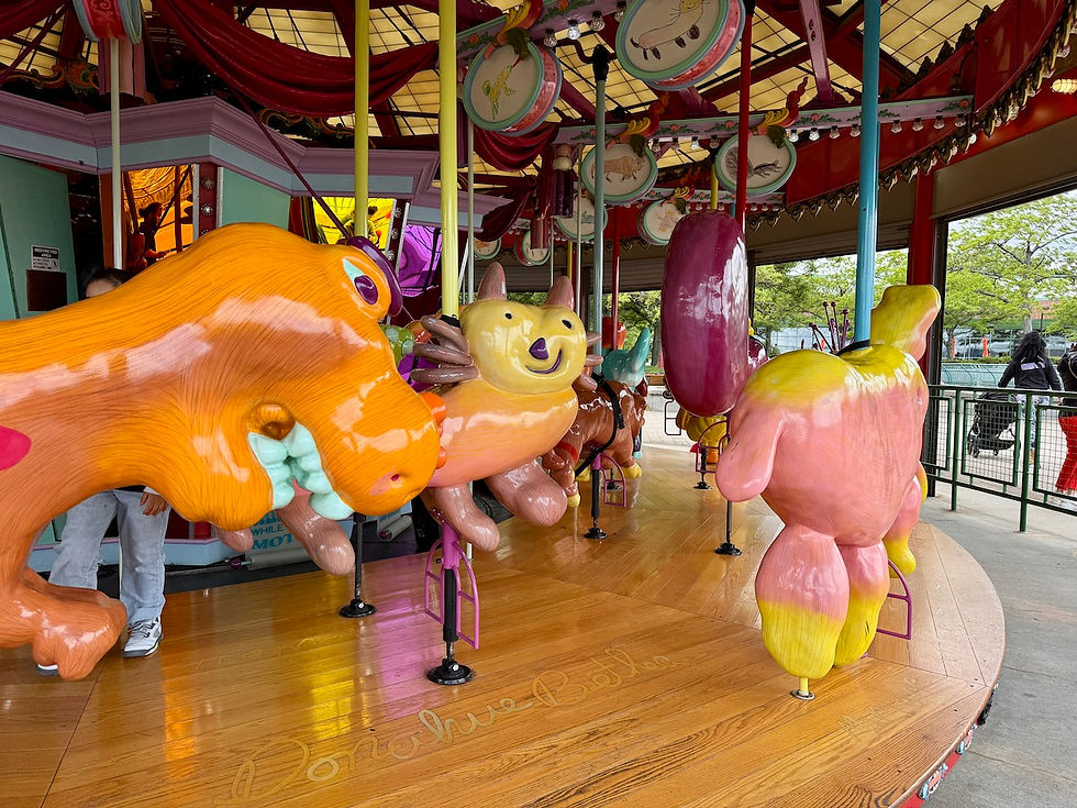 Animals based on children's drawings at Totally Kid Carousel