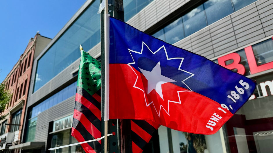 Juneteenth flag for sale in Harlem