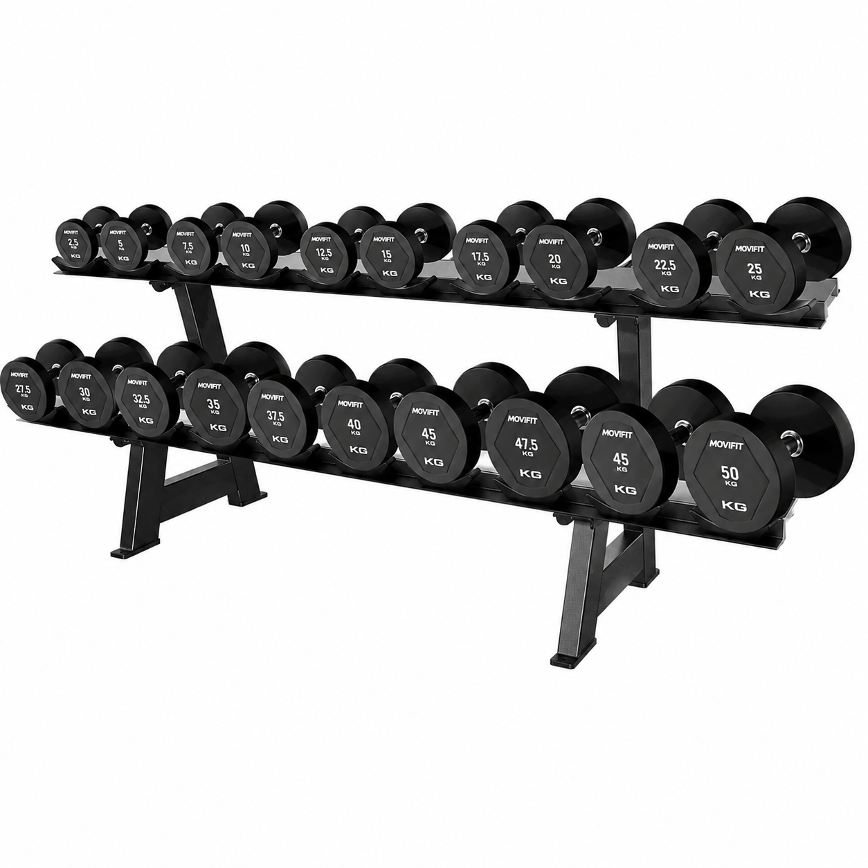 Set 10 pares de mancuernas redondas con soporte