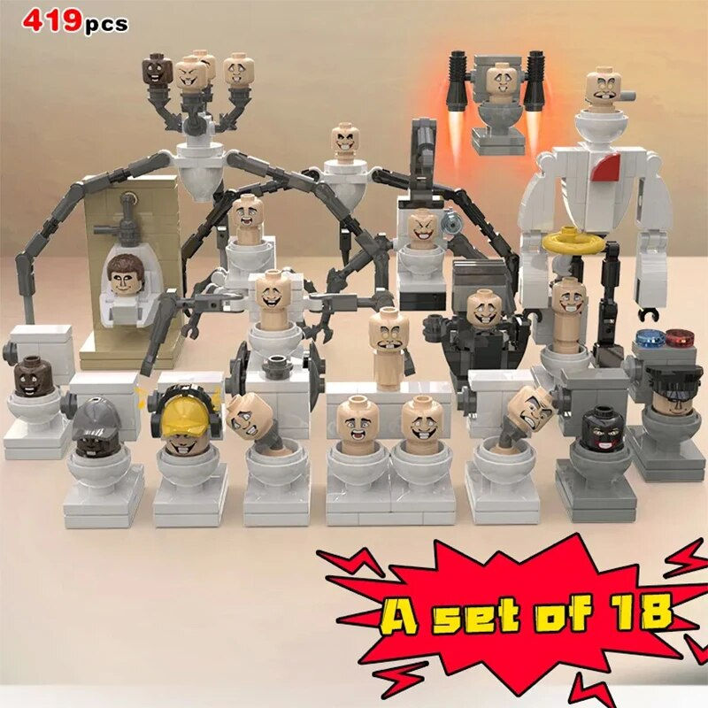 Thumbnail: MOC Skibidi Toilet Action Figures Building Block Set For Kids