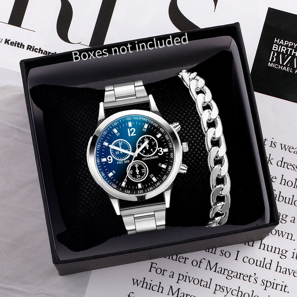 1/2PCS Men Business Watches Fashion Men's Steel Band Quartz Watch with Bracelet�