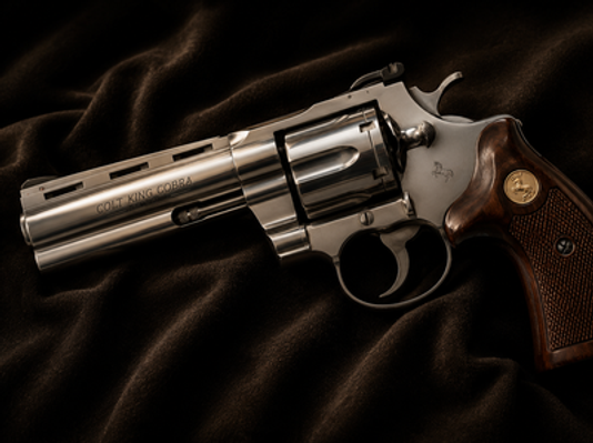 Colt Python revolver on dark fabric