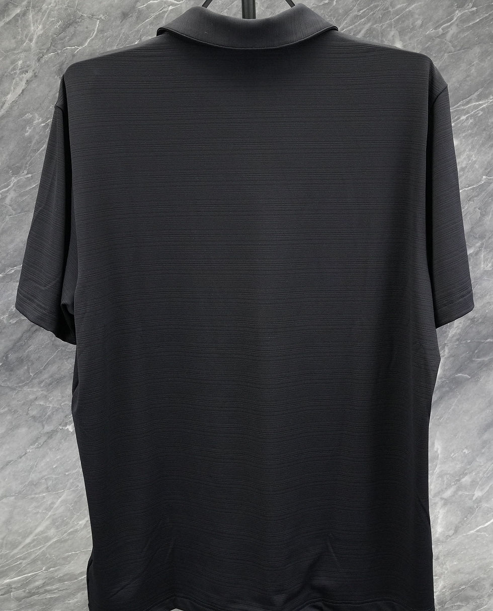 Thumbnail: Back view of black Adidas men’s performance golf polo