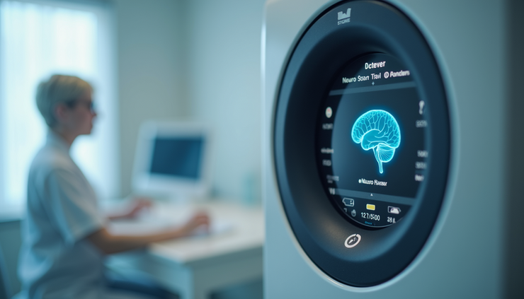 Close-up view of a NeuroStar TMS machine used in depression treatment