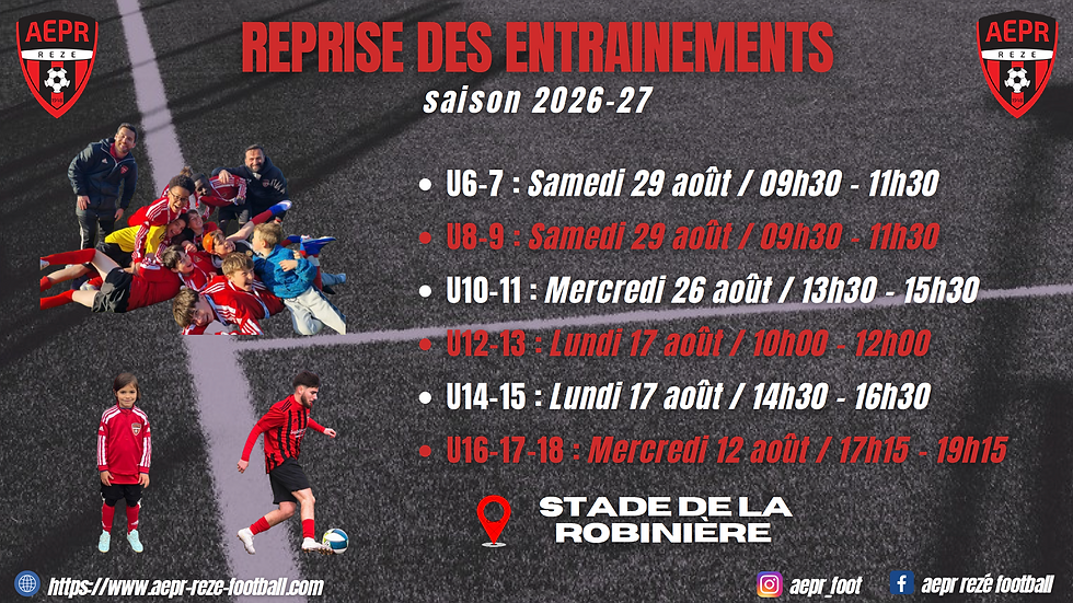 REPRISE ENTRAINEMENT - CATÉGORIES JEUNES