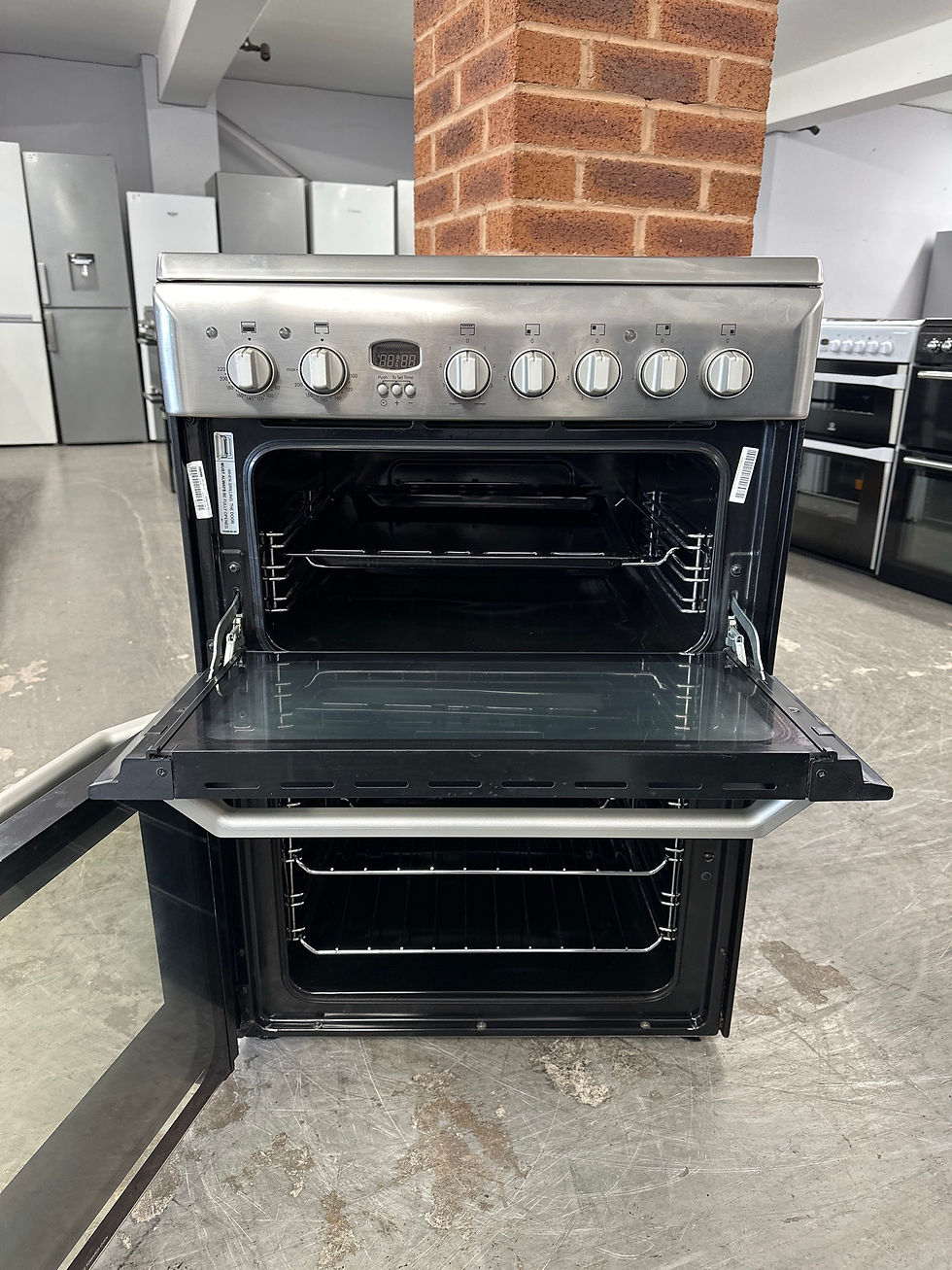 Thumbnail: (839) Indesit 60cm Ceramic Hob Electric Cooker - ID60C2(X)S