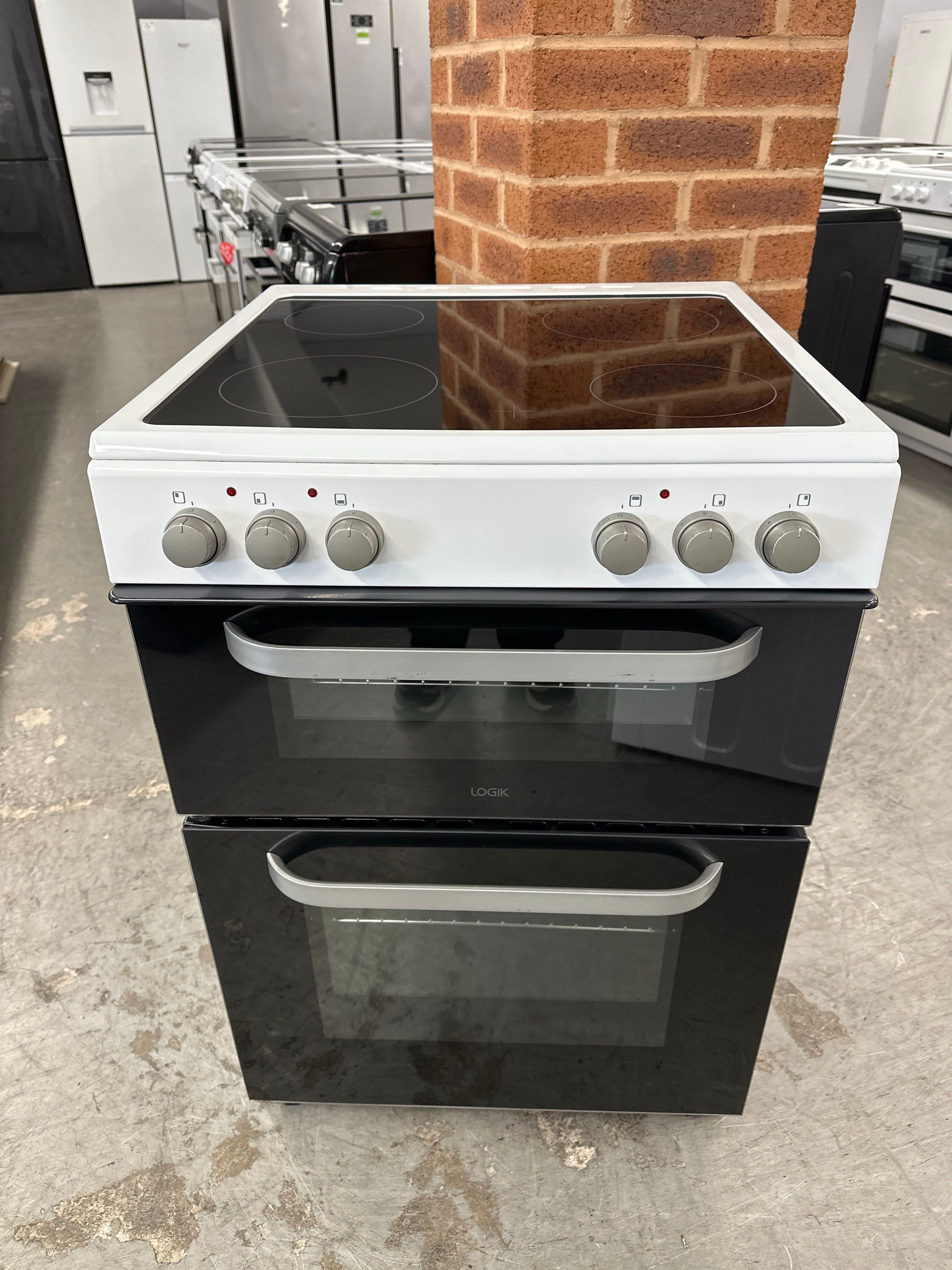 (635) LOGIK 60cm Ceramic Hob Electric Cooker - LDOC60W17