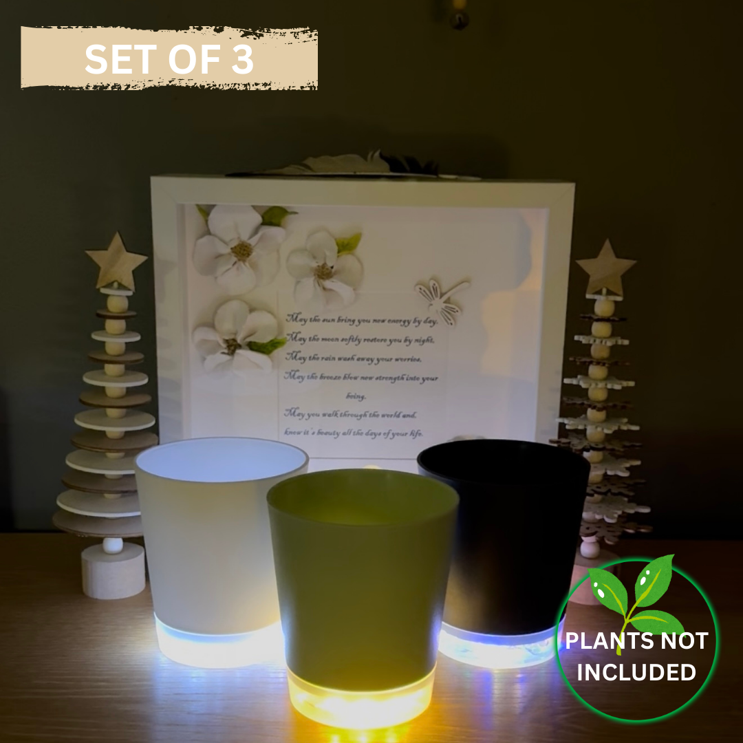 Set Of 3 LED Plant Pots - Plants Not Included