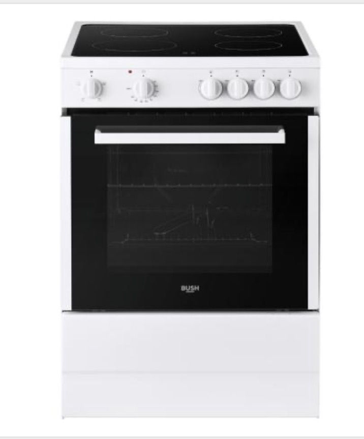 (488) Bush 60cm Ceramic Hob Electric Cooker - B60SCWX