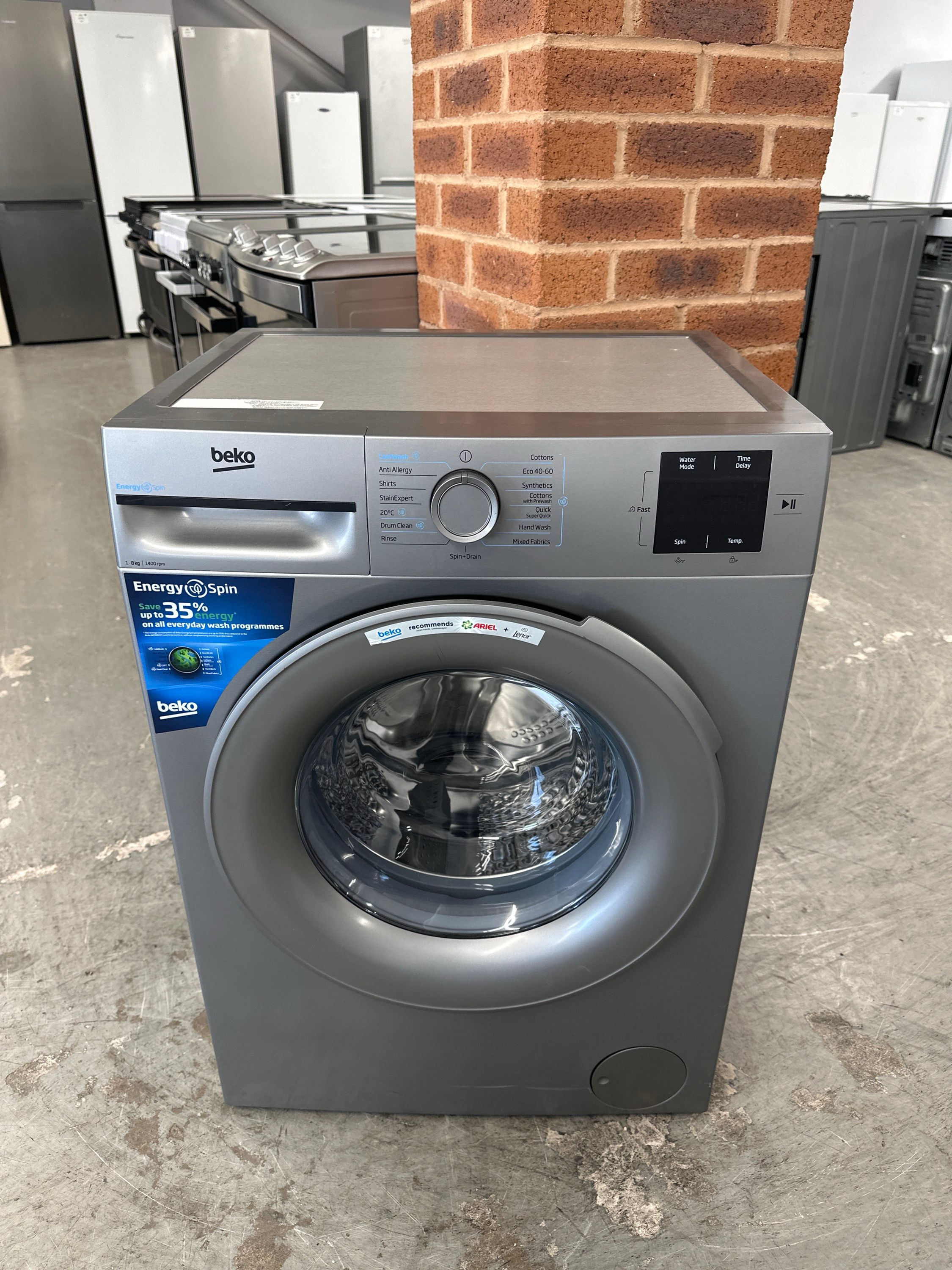 (002) Beko 8kg 1400 Spin Washing Machine - BMN2WT3841S