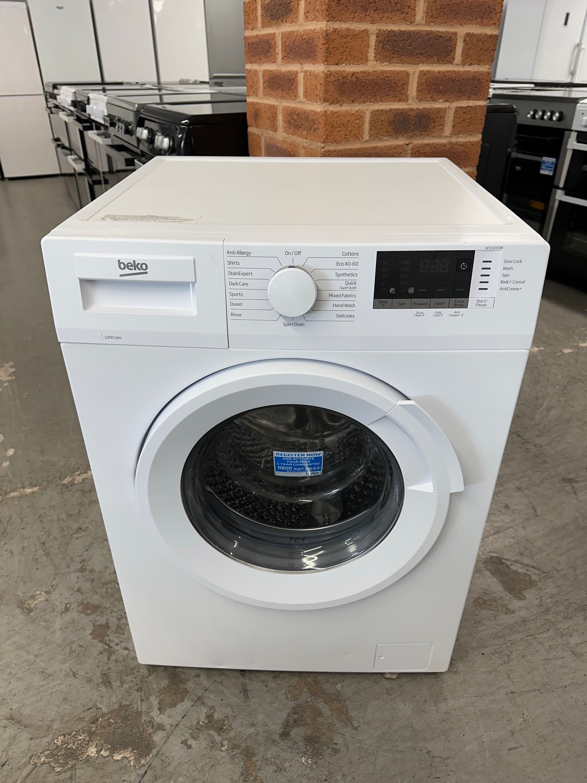 (747) Beko 9kg 1200 Spin Washing Machine - WTL92151W