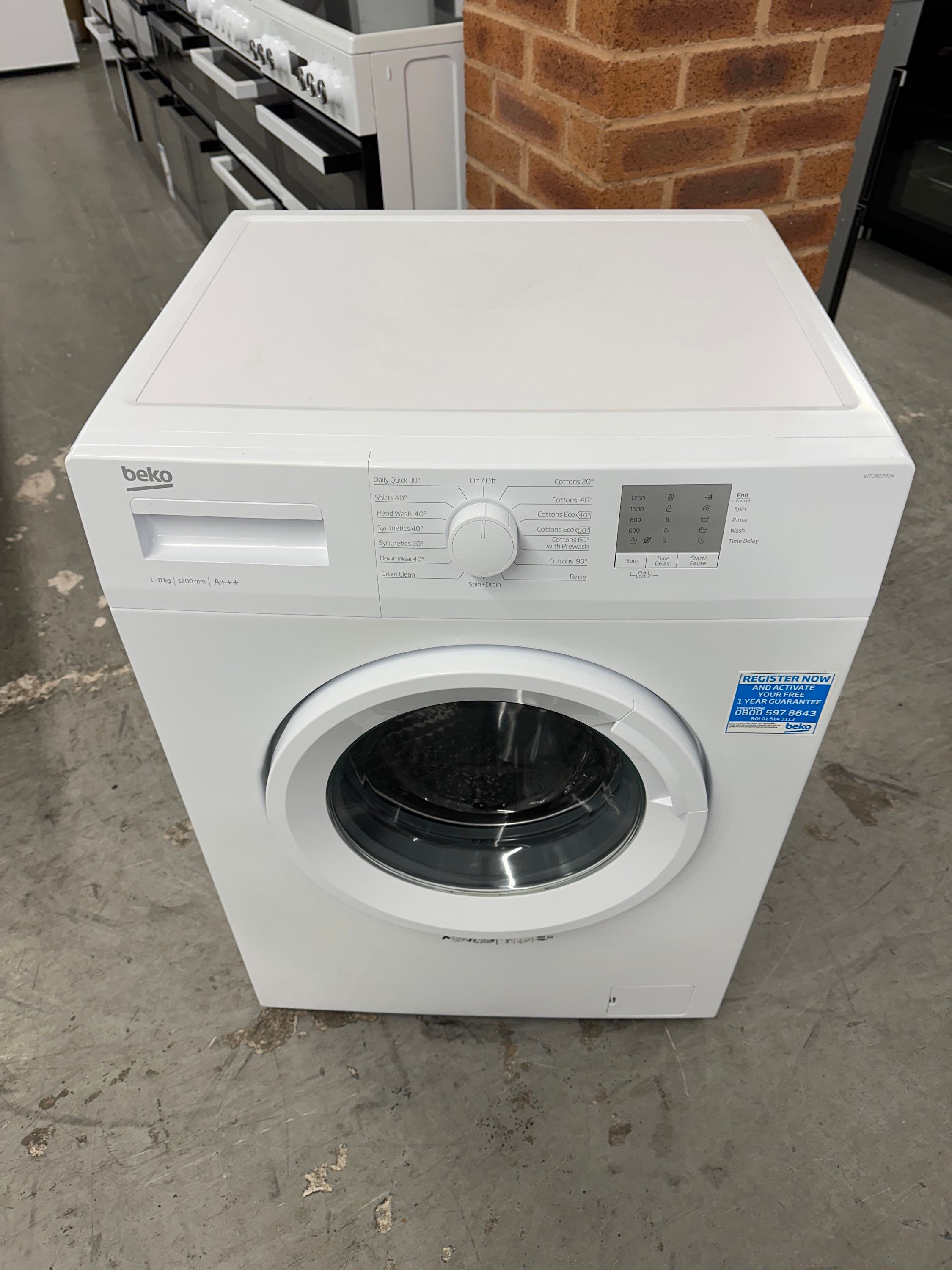 (131) Beko 8kg 1200 Spin Washing Machine - WTG820M1W