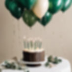 minimal, beige or dark green, birthday, audio, music, balloons, cake.jpg