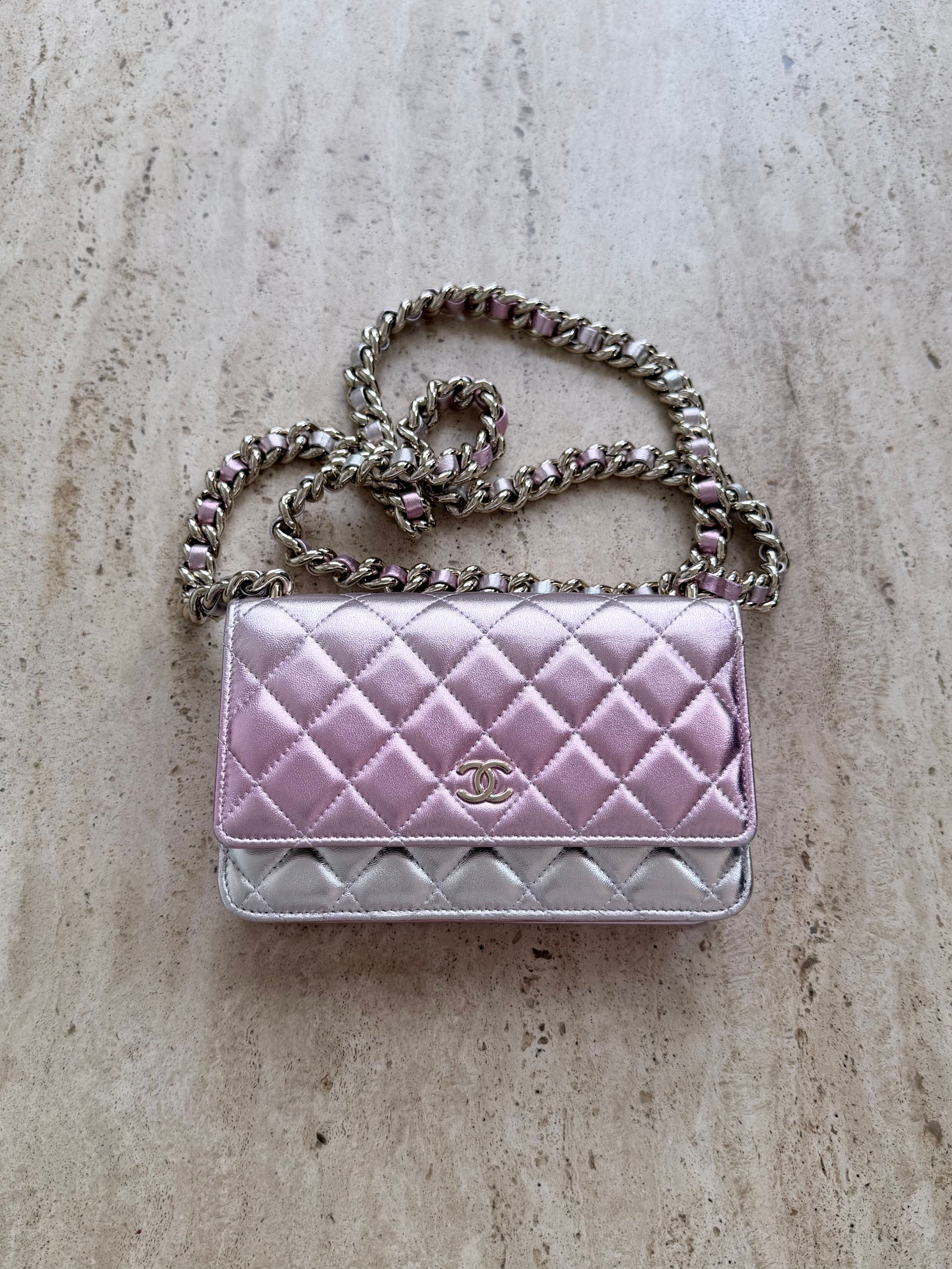 Chanel Wallet on Chain metallic rainbow gradient